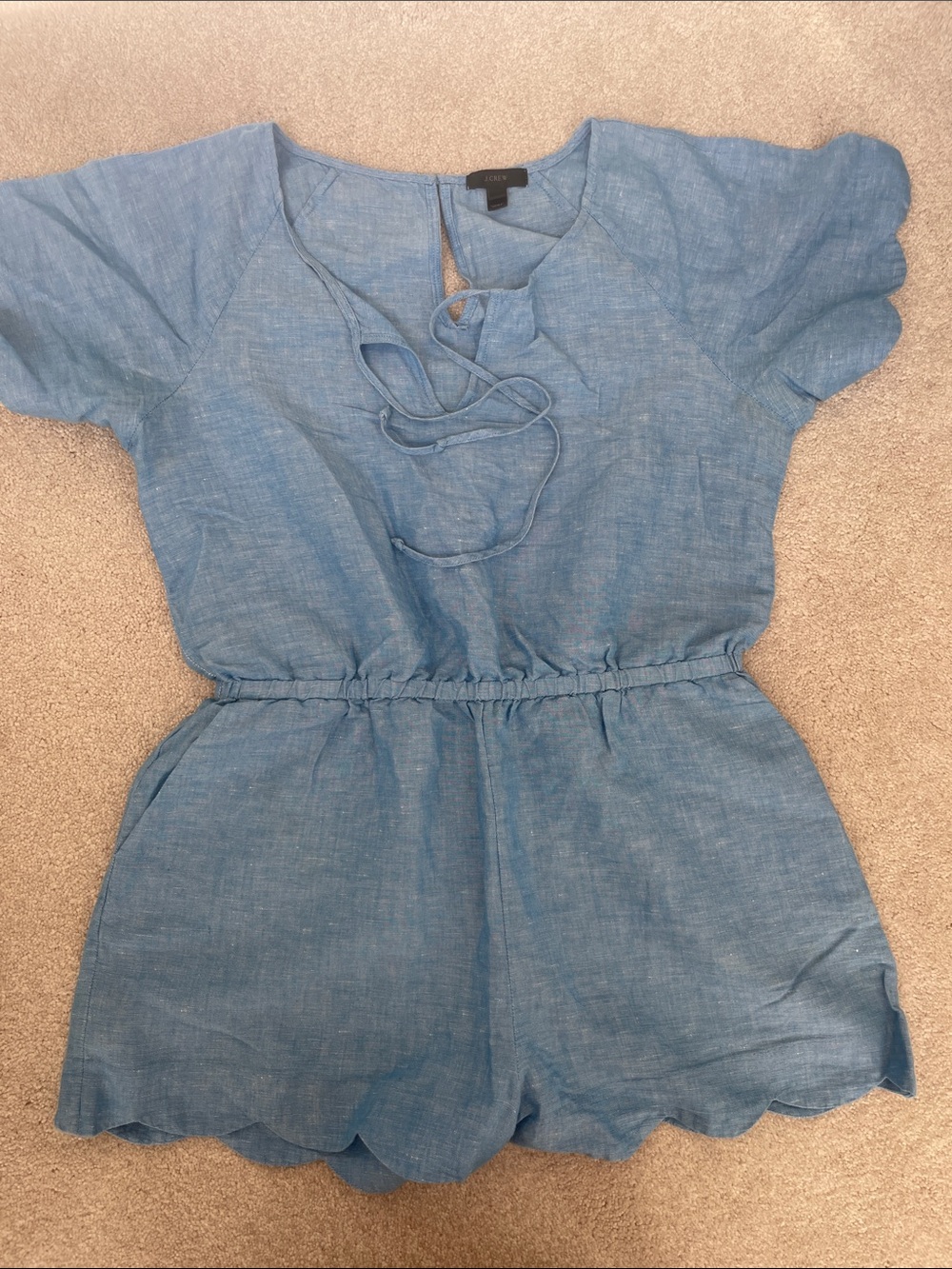 J.Crew Light Blue Linen-Blend Romper